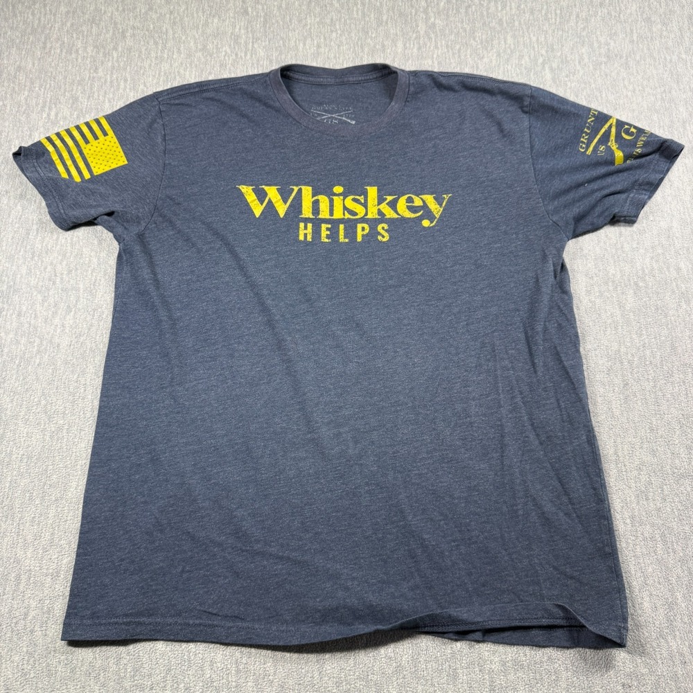 Grunt Style T-Shirt Mens XL Blue Whiskey Helps Flag Graphic Sleeve Cotton Tee